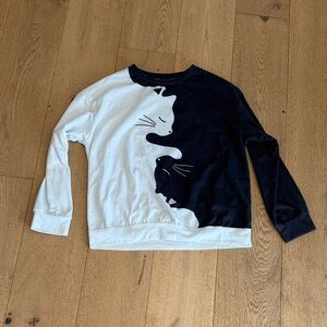 Kids Black and White Cat Graphic Shirt